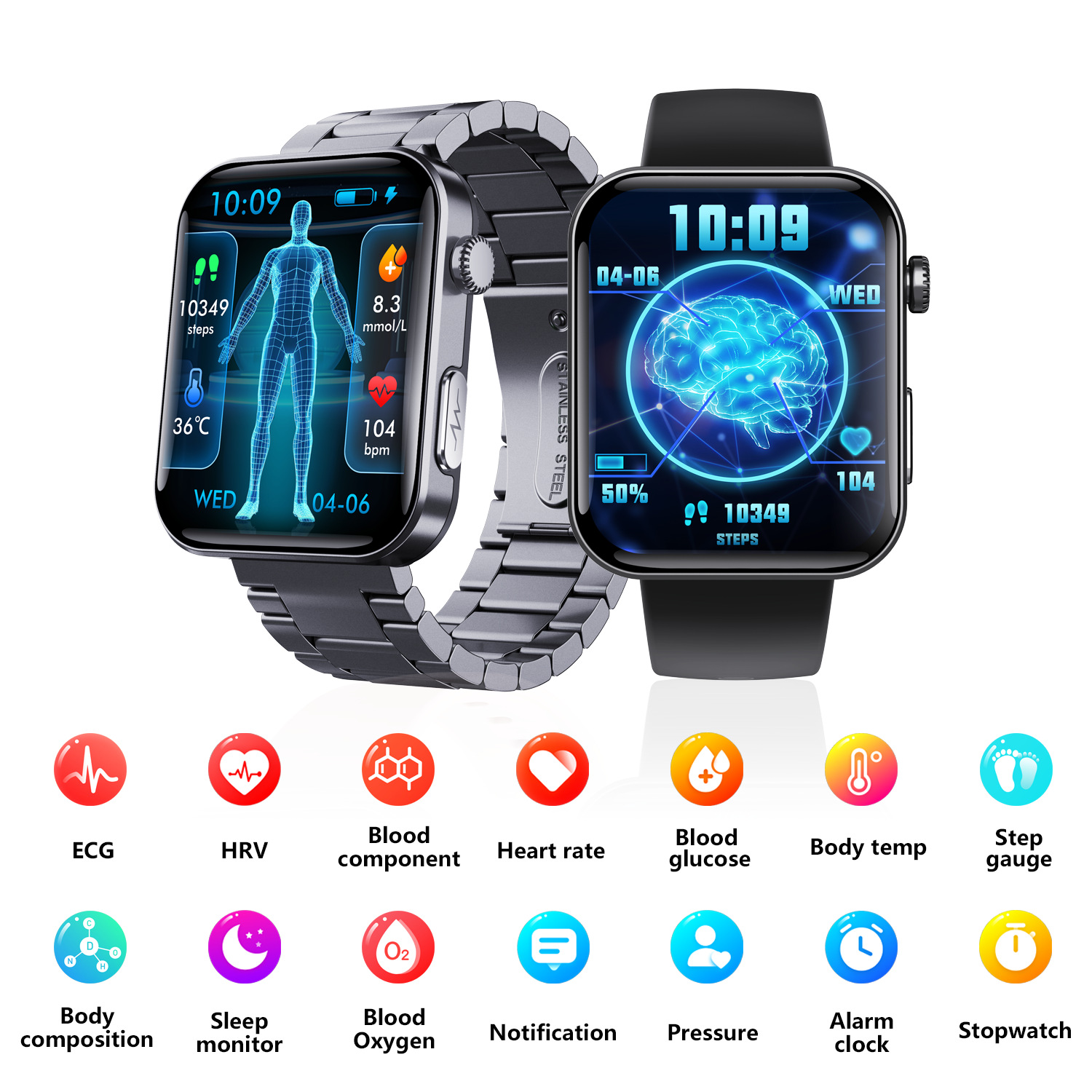 F300 Smart Watch SOS heart rate blood oxygen ECG monitoring