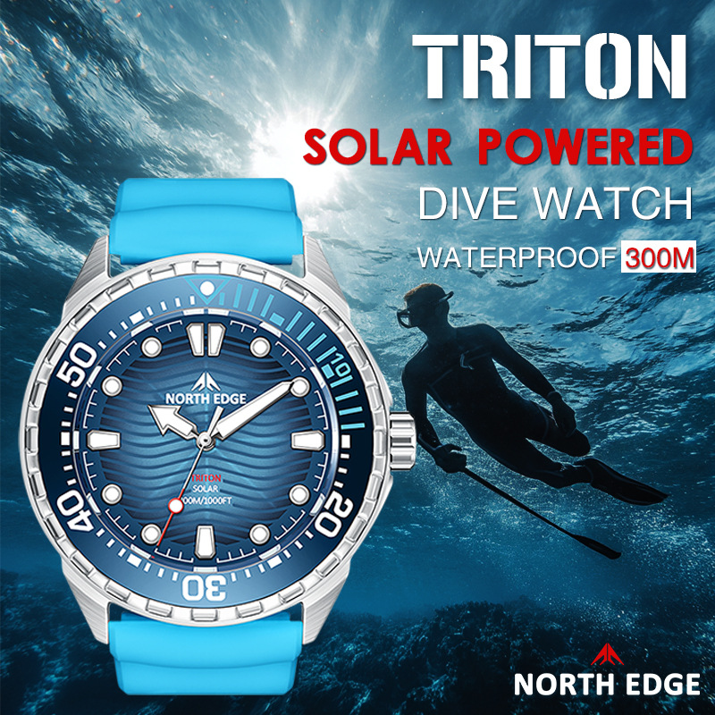 Stainless Steel Diving Watch Solar-Powered Quartz Watch